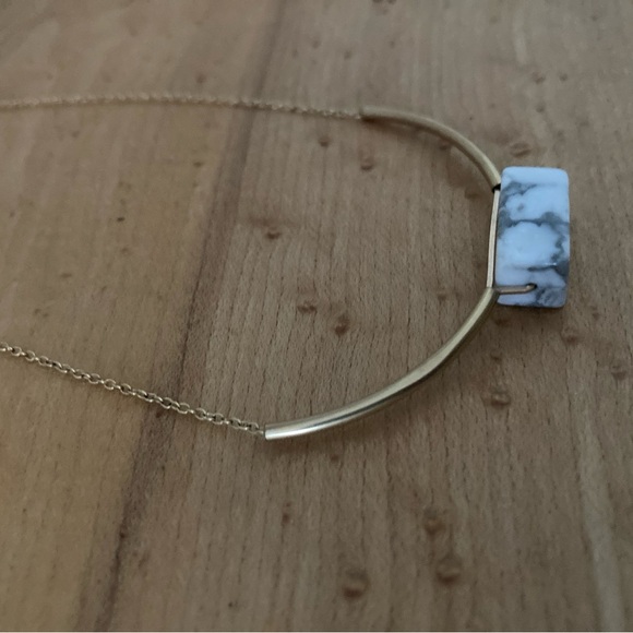 Anthropologie Gold Necklace with White Marble Accent - Picture 2 of 3